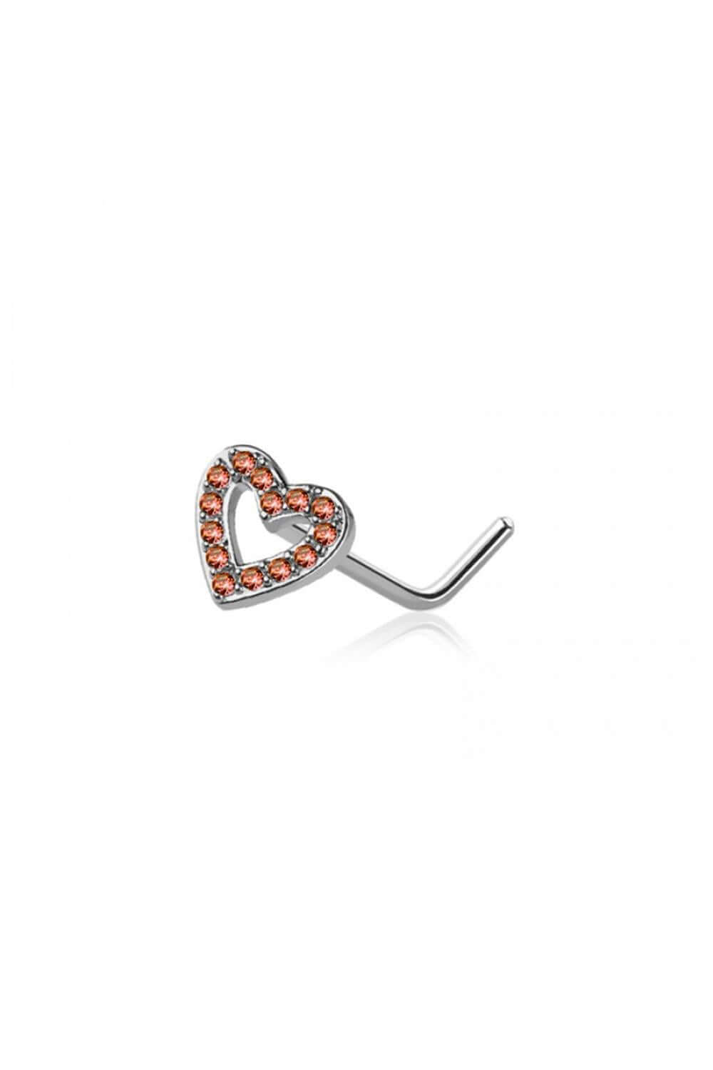 20G HEART SURGICAL STEEL L-SHAPE NOSE STUD